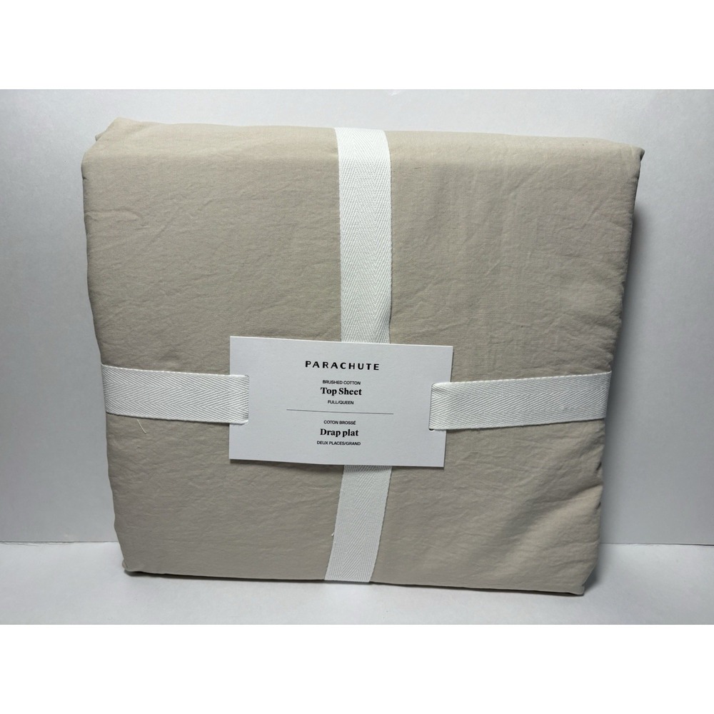 Parachute Brushed Cotton Top Sheet Full Queen Bone Portugal 100% Cotton NWT
